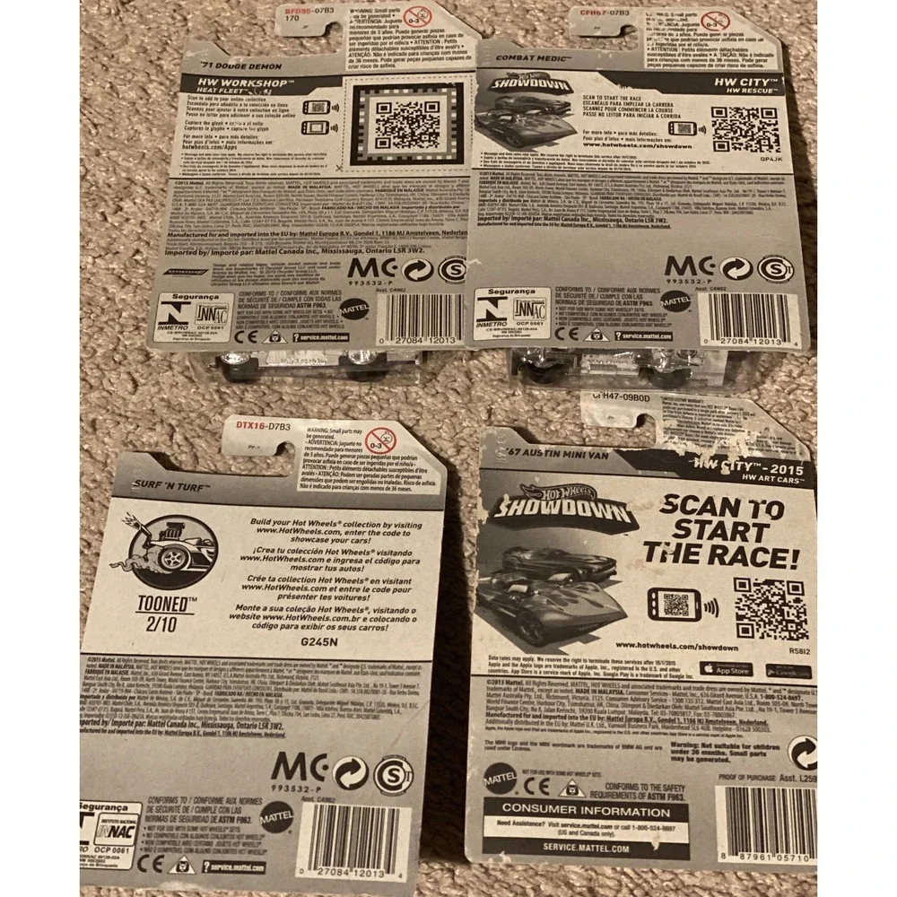 HOT WHEELS Bundle Of 4. Dodge Demon, Mini Van, Surf N Turf, Combat Medic